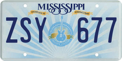 MS license plate ZSY677