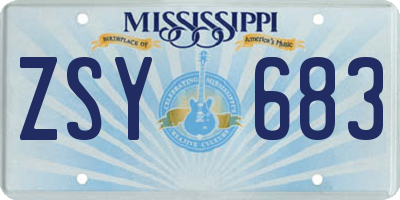 MS license plate ZSY683