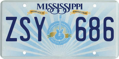MS license plate ZSY686