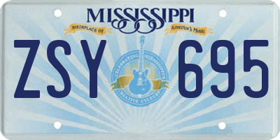 MS license plate ZSY695