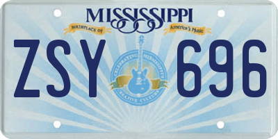 MS license plate ZSY696