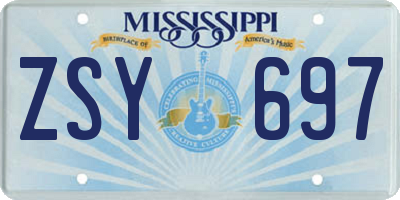 MS license plate ZSY697