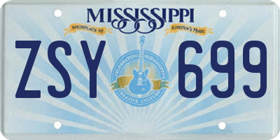 MS license plate ZSY699