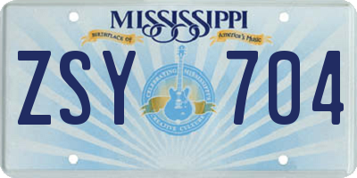 MS license plate ZSY704