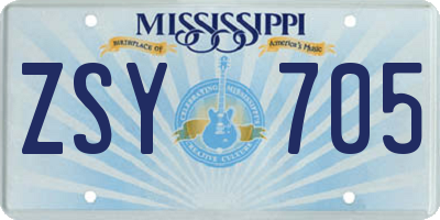 MS license plate ZSY705