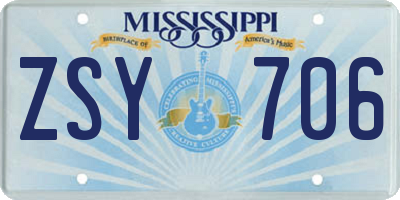 MS license plate ZSY706