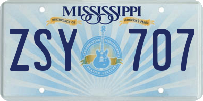 MS license plate ZSY707