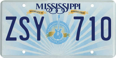 MS license plate ZSY710