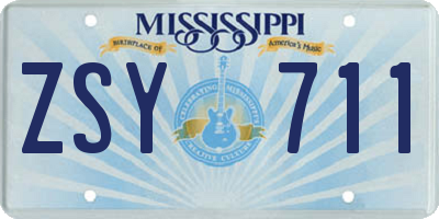 MS license plate ZSY711