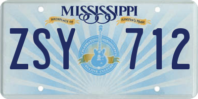 MS license plate ZSY712