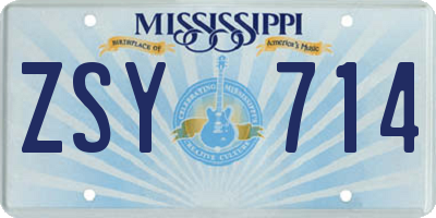 MS license plate ZSY714