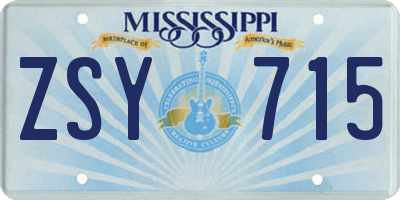 MS license plate ZSY715