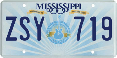 MS license plate ZSY719