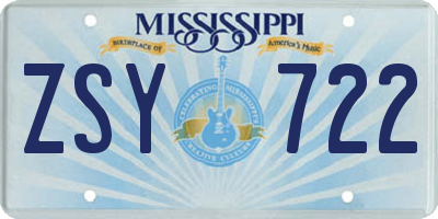 MS license plate ZSY722