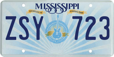 MS license plate ZSY723
