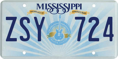 MS license plate ZSY724