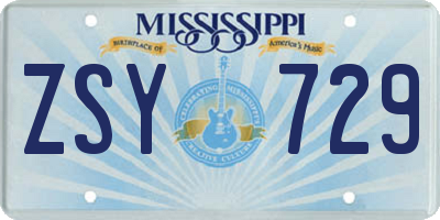 MS license plate ZSY729