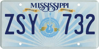 MS license plate ZSY732