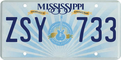 MS license plate ZSY733