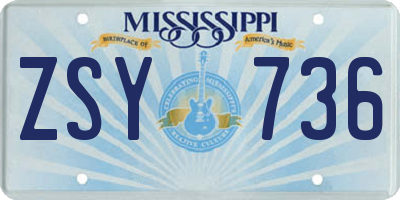 MS license plate ZSY736