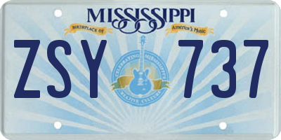 MS license plate ZSY737