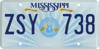 MS license plate ZSY738