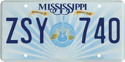 MS license plate ZSY740