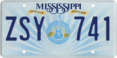 MS license plate ZSY741