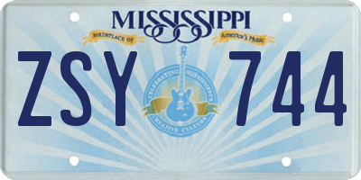 MS license plate ZSY744