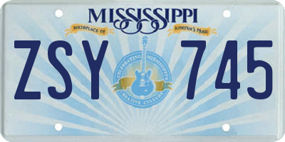 MS license plate ZSY745
