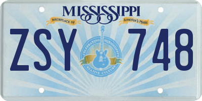 MS license plate ZSY748