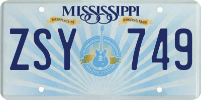 MS license plate ZSY749