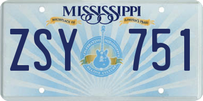 MS license plate ZSY751