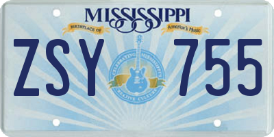 MS license plate ZSY755