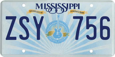 MS license plate ZSY756
