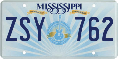 MS license plate ZSY762