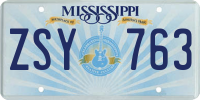 MS license plate ZSY763