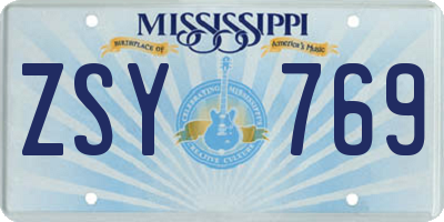 MS license plate ZSY769