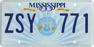 MS license plate ZSY771