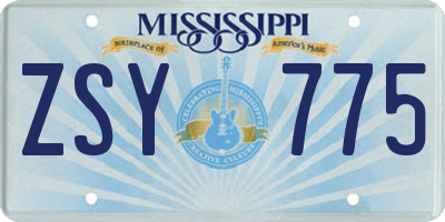 MS license plate ZSY775