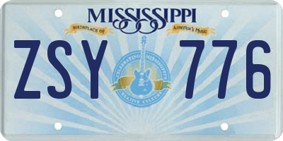 MS license plate ZSY776