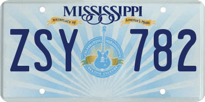 MS license plate ZSY782
