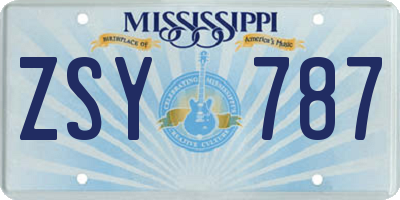 MS license plate ZSY787