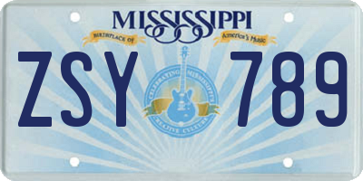 MS license plate ZSY789