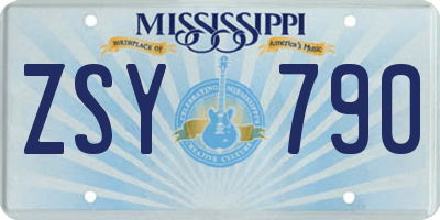MS license plate ZSY790