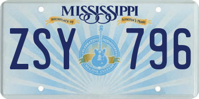MS license plate ZSY796