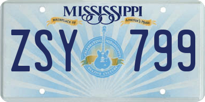 MS license plate ZSY799