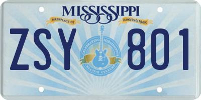 MS license plate ZSY801