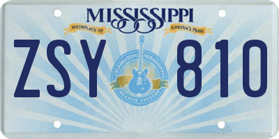 MS license plate ZSY810