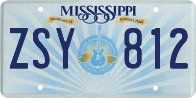MS license plate ZSY812